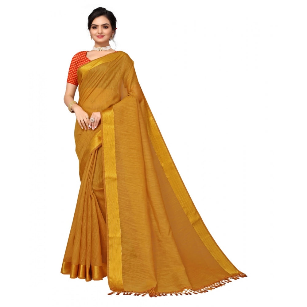 Elegant Cotton Blend Stripe Pattern Saree