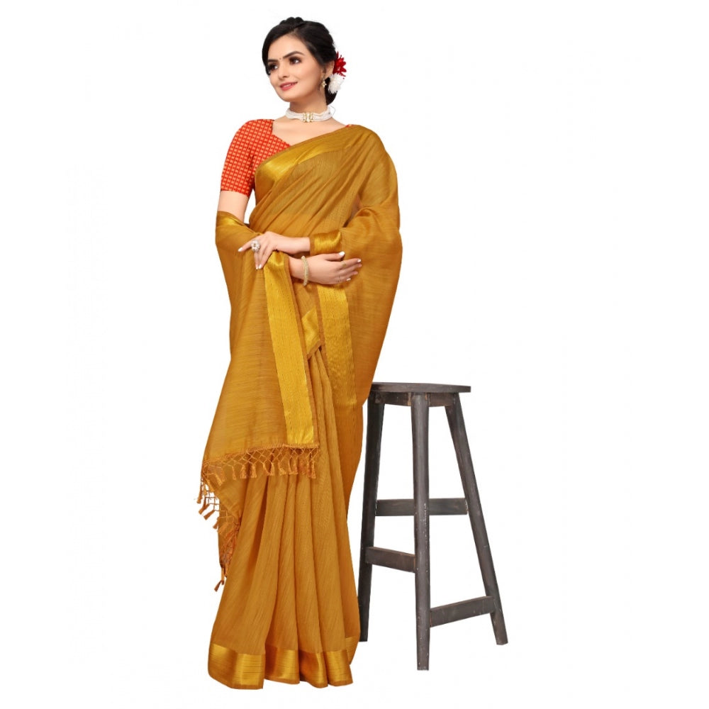 Elegant Cotton Blend Stripe Pattern Saree