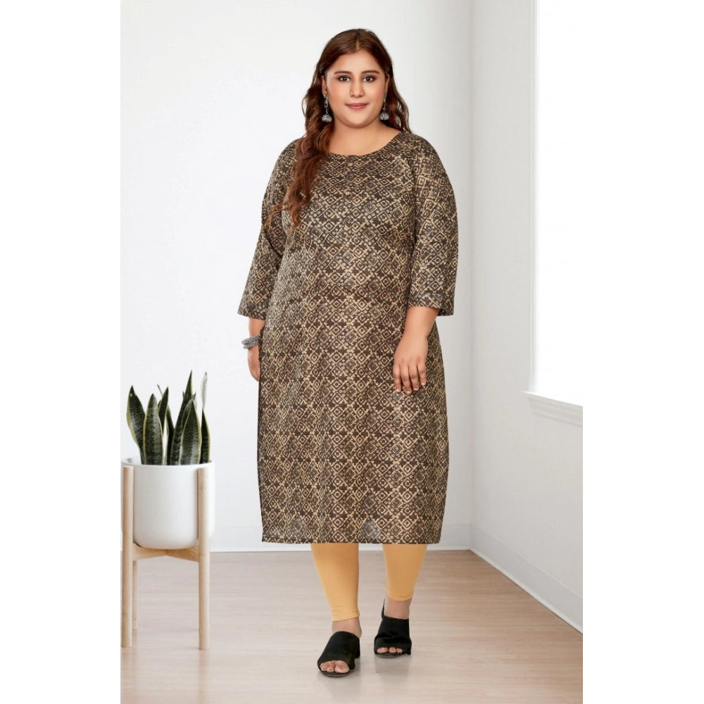 Casual Golden Foil Printed Capsule Cotton Straight Kurti