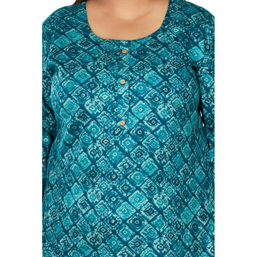 Casual Golden Foil Printed Capsule Cotton Straight Kurti