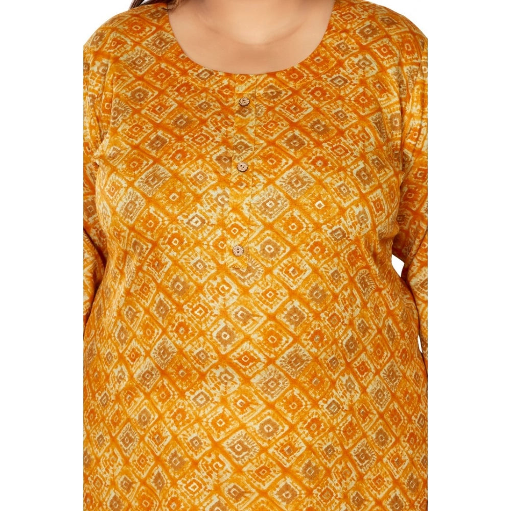 Casual Golden Foil Printed Capsule Cotton Straight Kurti