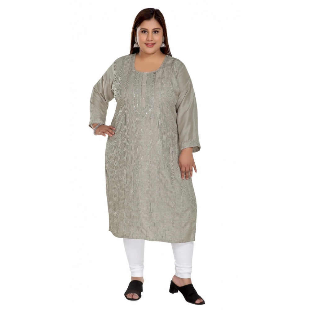 Casual Imported Fabric Self Embroidered Straight Kurti With Lining