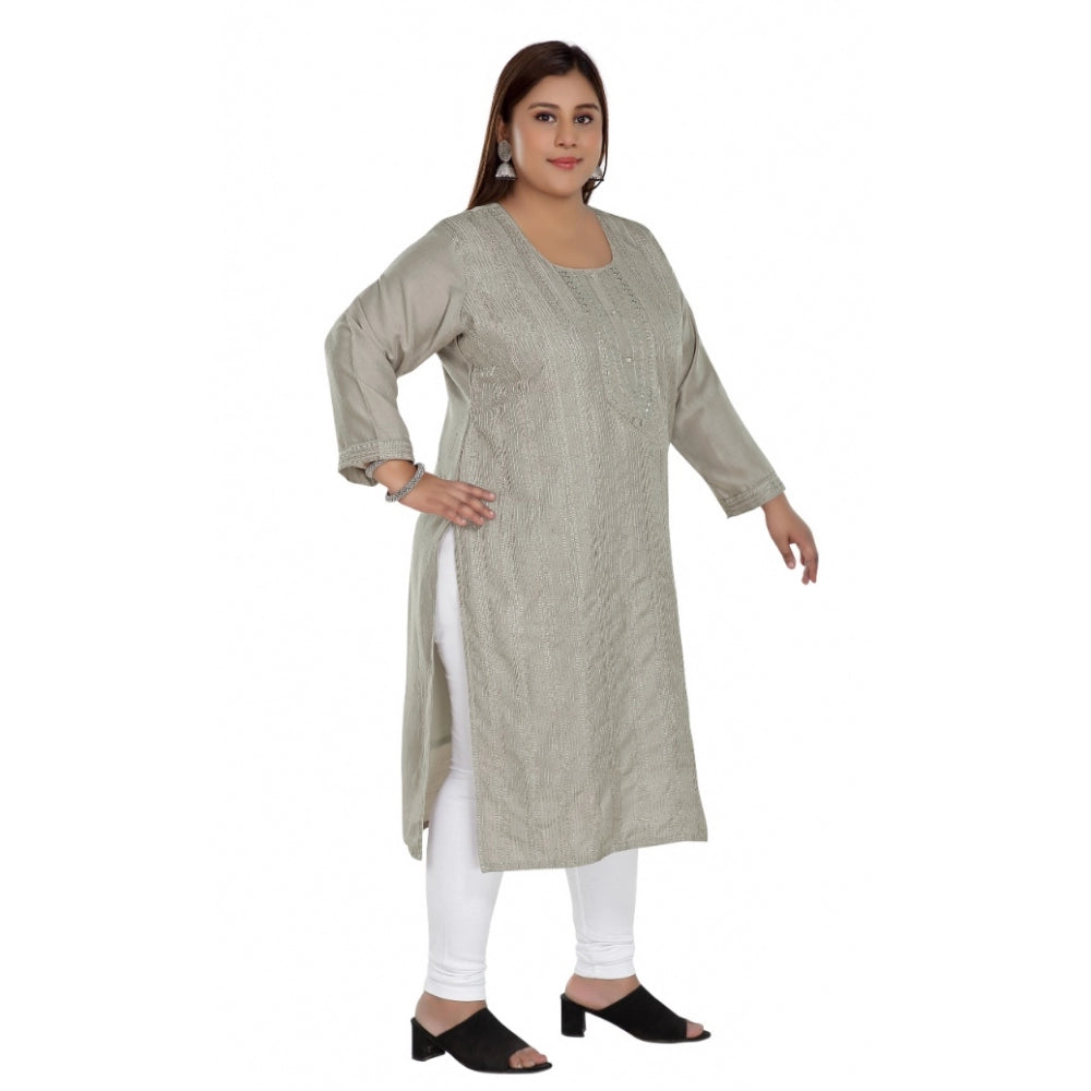 Casual Imported Fabric Self Embroidered Straight Kurti With Lining