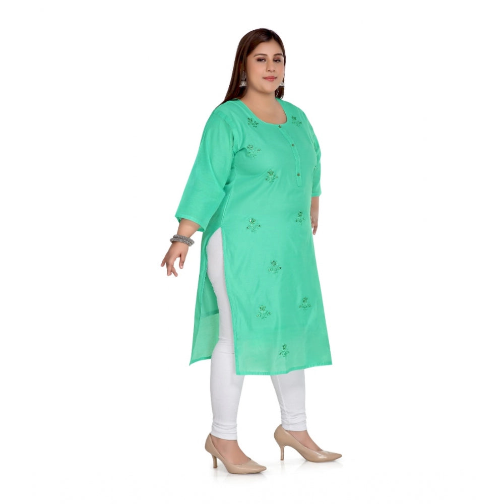 Casual Rayon Mirror Embroidered Straight Kurti