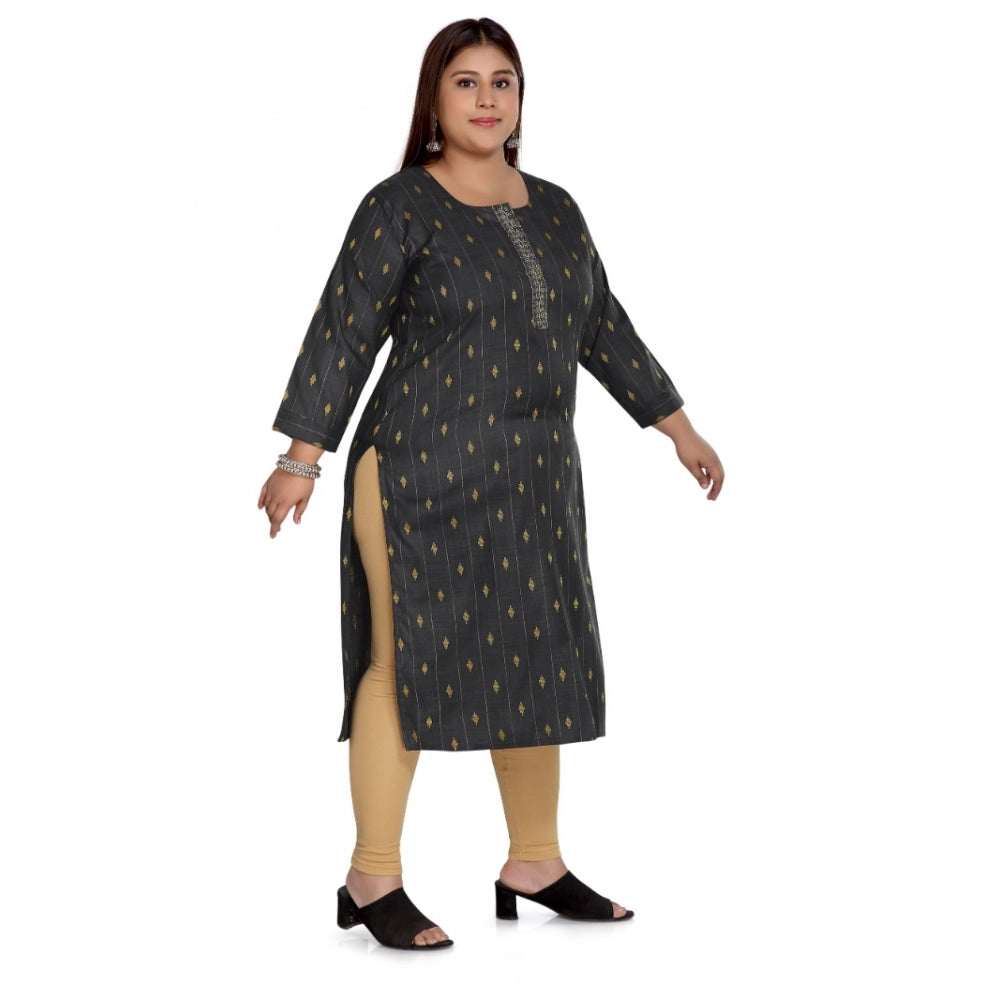 Casual Cotton Mix Golden Embroidered Straight Kurti