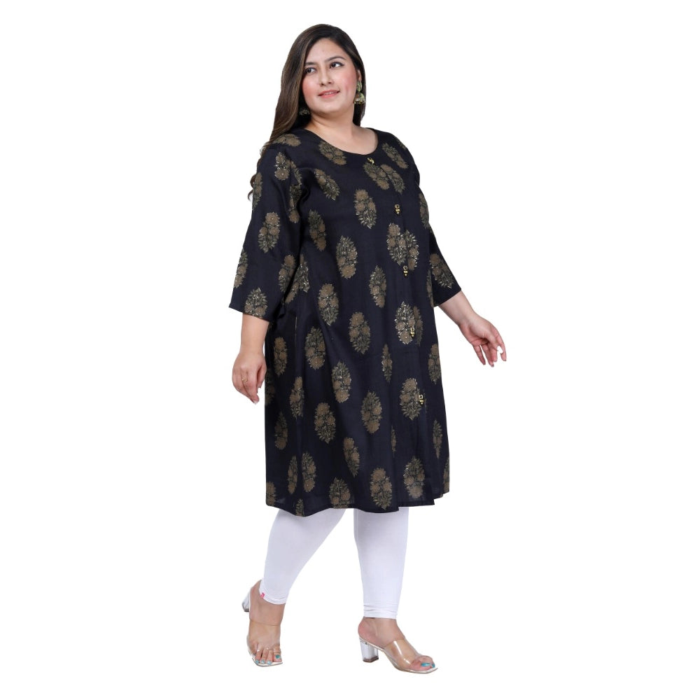 Beautiful Office wear Golden Foil Capsule A Line Kurti