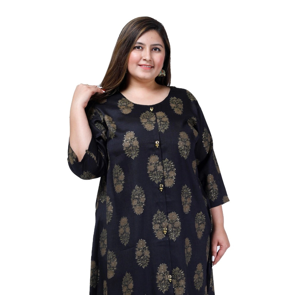 Beautiful Office wear Golden Foil Capsule A Line Kurti