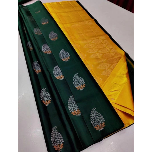 Marvellous Borderless Kanjivaram Silk Saree With Blouse Piece