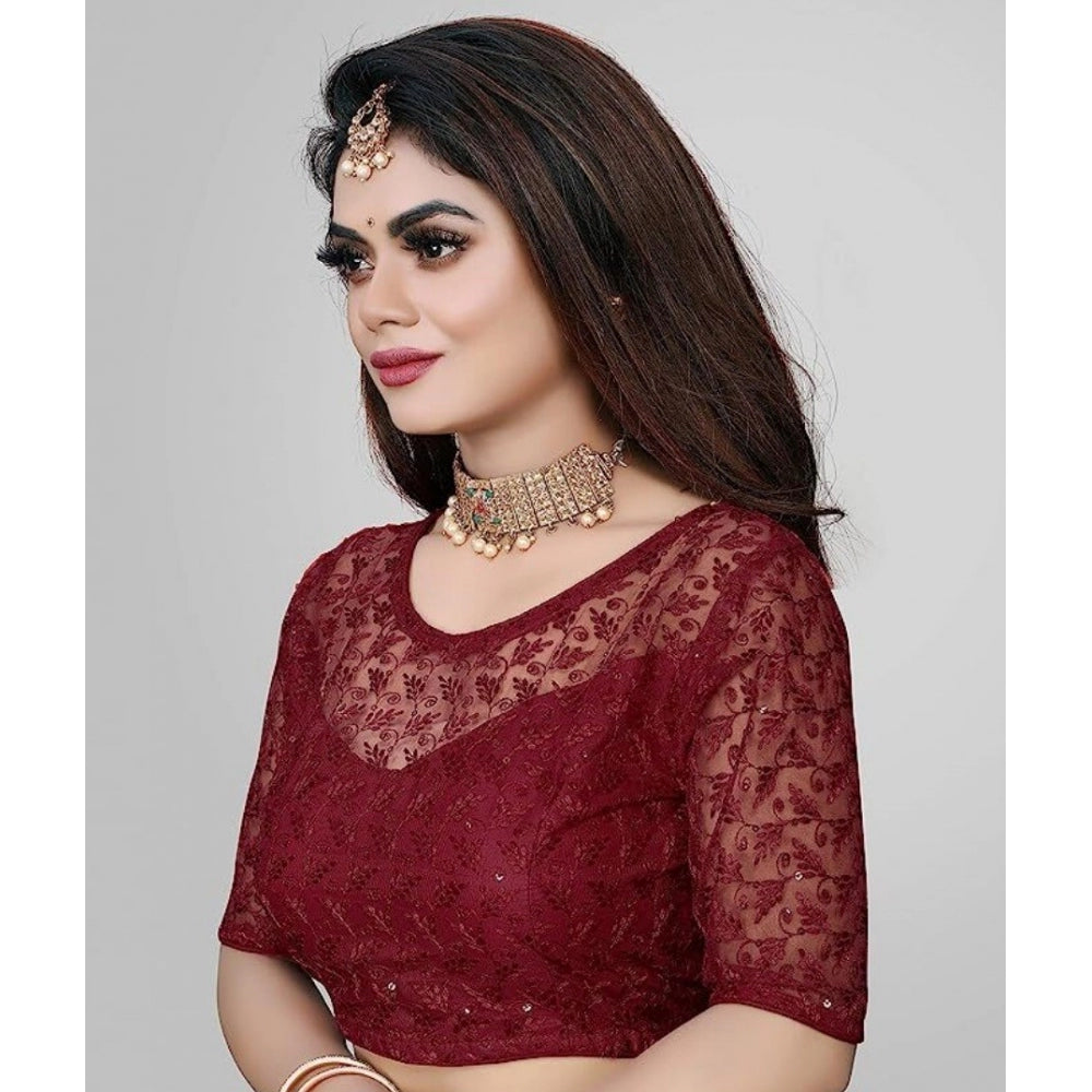 Stunning Half Sleeve Net Readymade Blouse