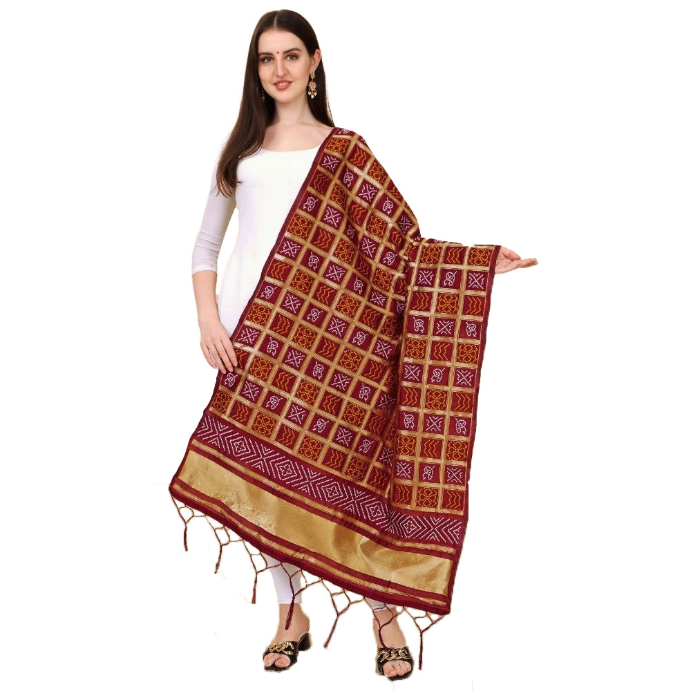 Pretty Women's Silk Pure weaving Work Duppatta