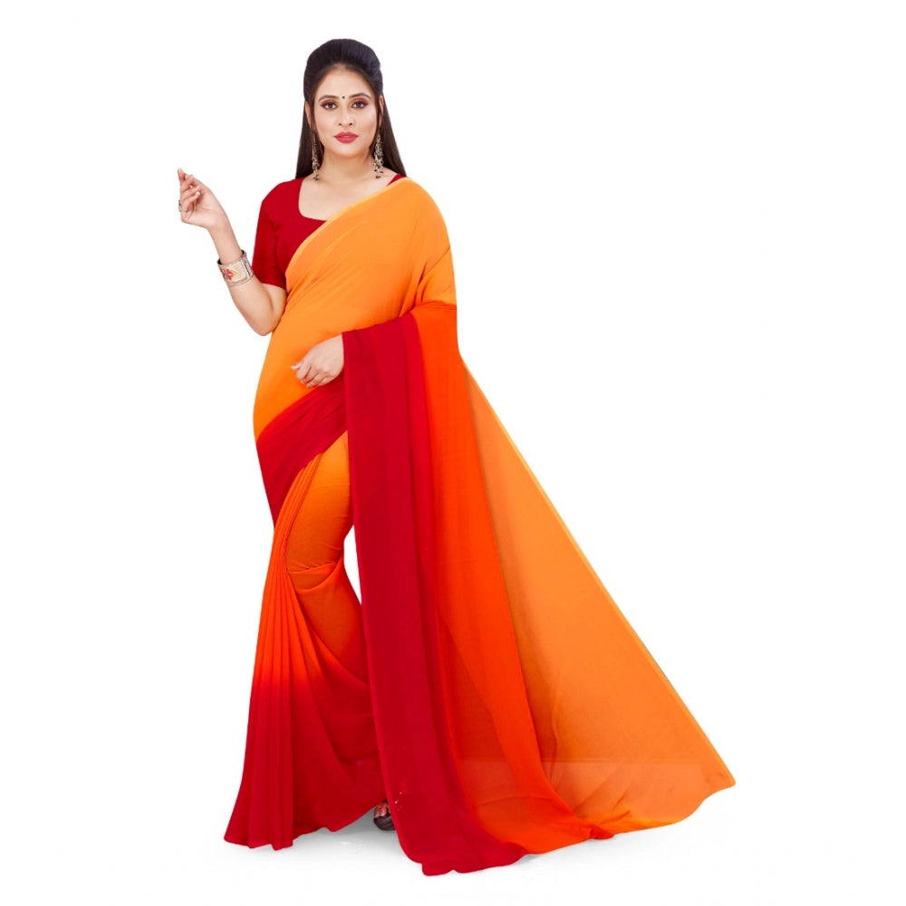 Adorable Georgette Printed Saree With Blouse Piece