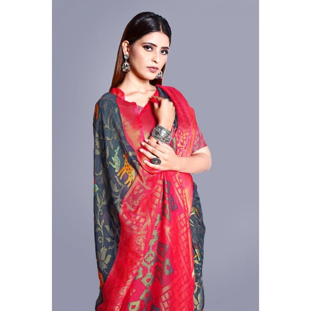 Awesome Viscose Rayon Printed Saree With Blouse piece