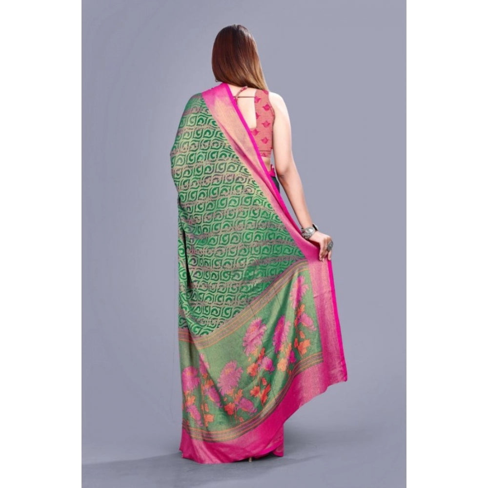 Awesome Viscose Rayon Printed Saree With Blouse piece