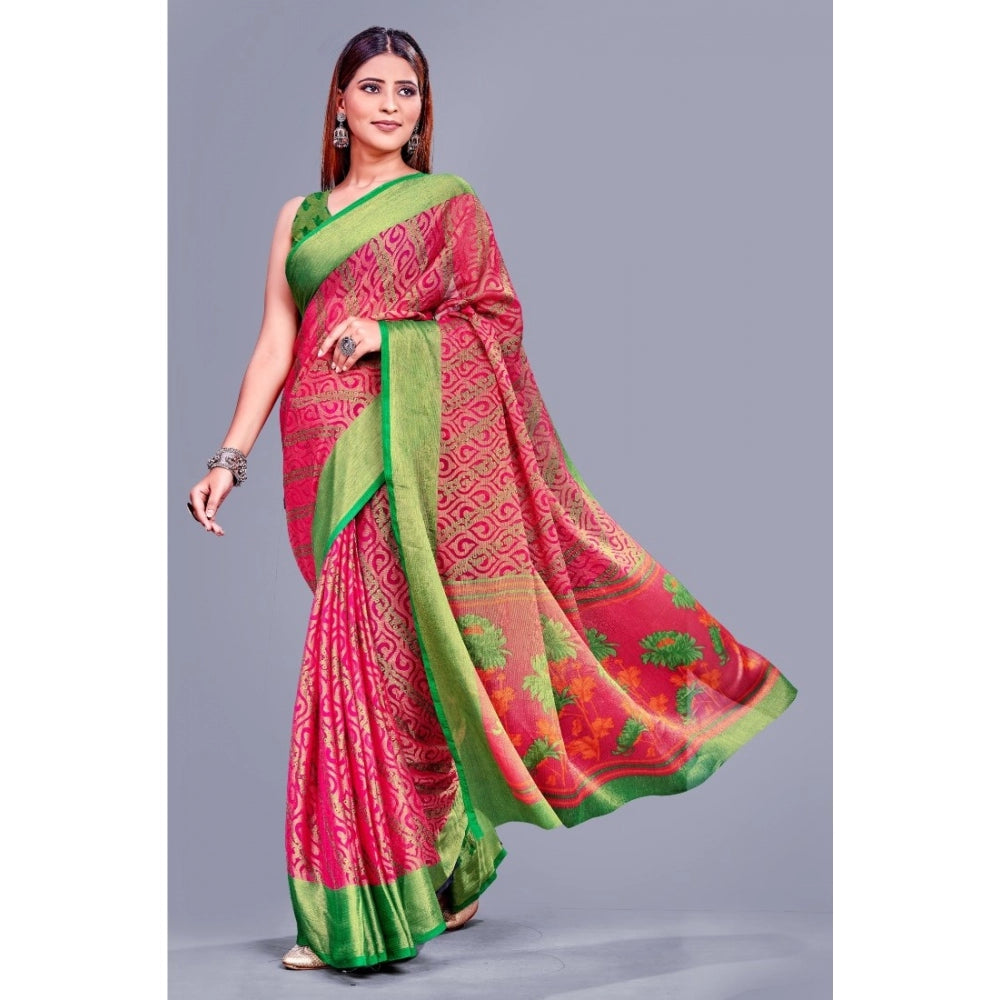 Awesome Viscose Rayon Printed Saree With Blouse piece