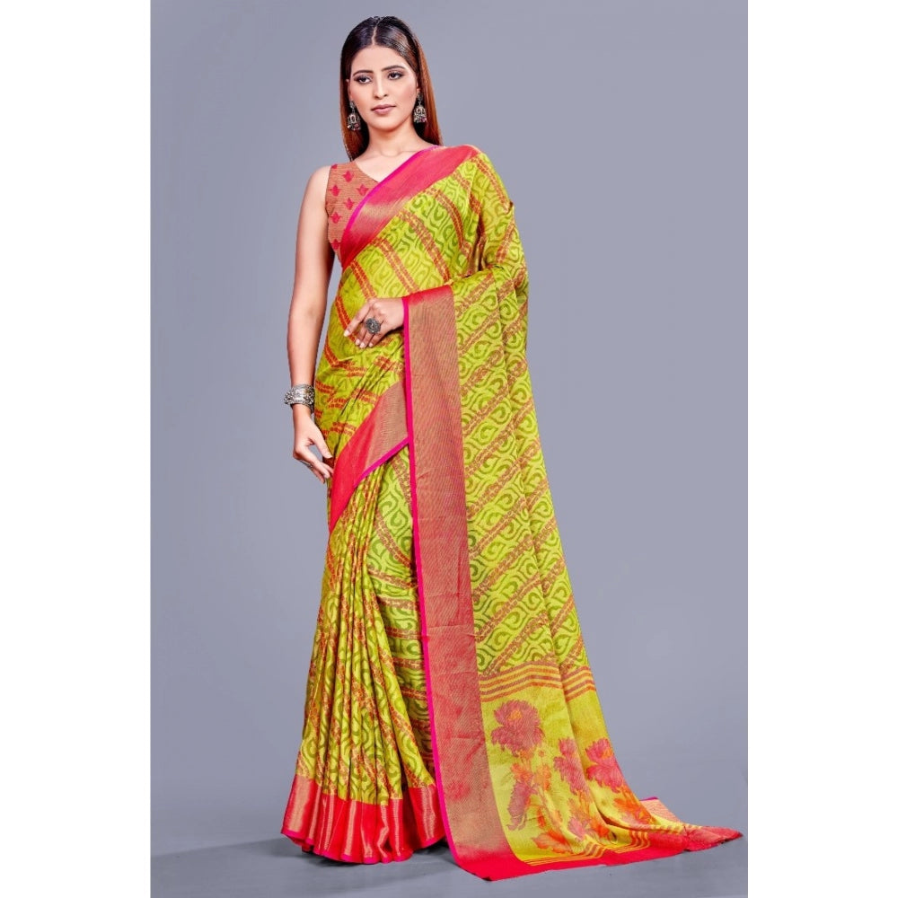 Awesome Viscose Rayon Printed Saree With Blouse piece