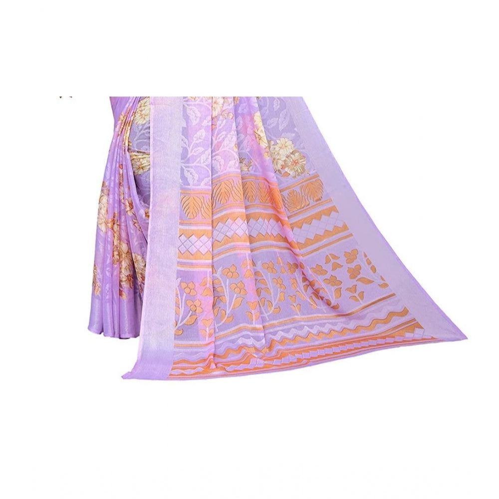 Awesome Viscose Rayon Printed Saree With Blouse piece