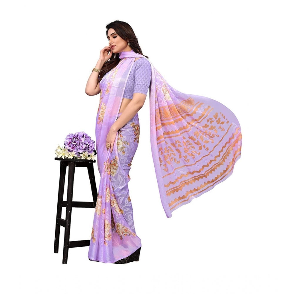 Awesome Viscose Rayon Printed Saree With Blouse piece