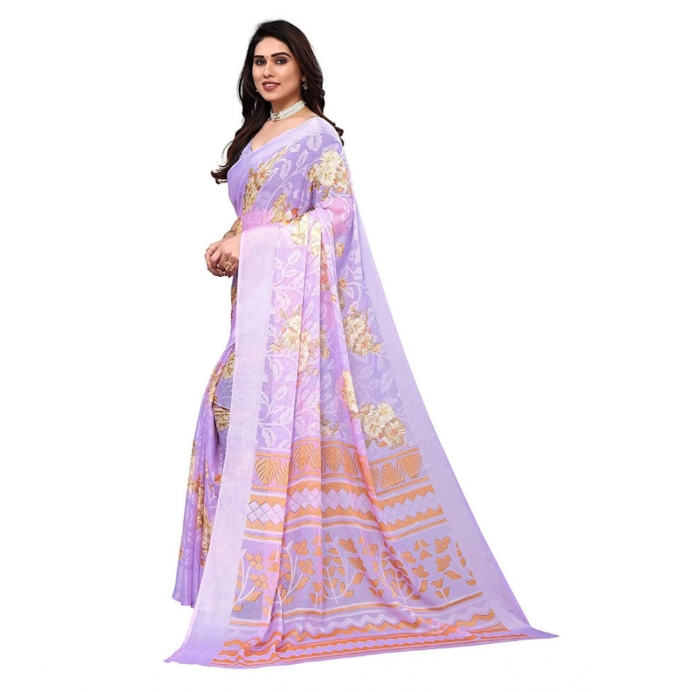 Awesome Viscose Rayon Printed Saree With Blouse piece