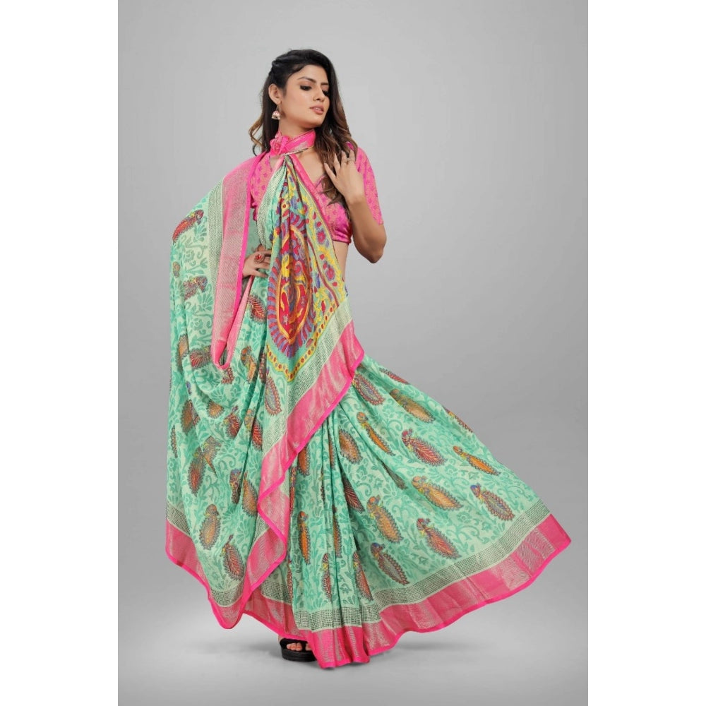 Awesome Viscose Rayon Printed Saree With Blouse piece