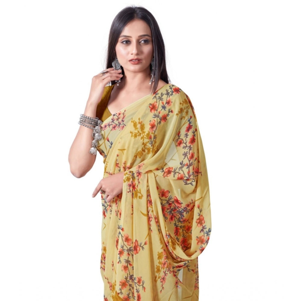 Superior Georgette Printed Saree With Blouse piece