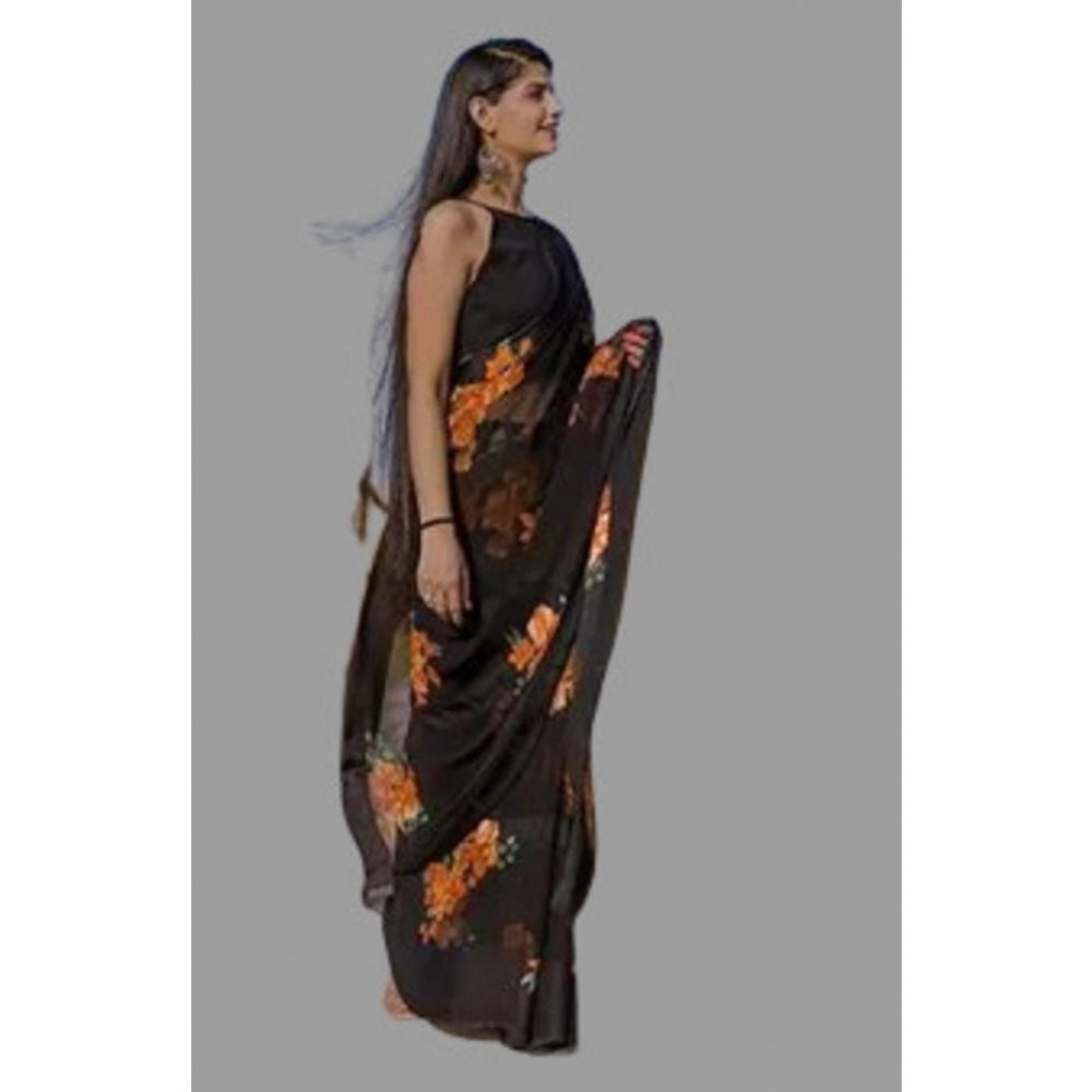 Modern Sattin Patta Printed Saree With Blouse piece