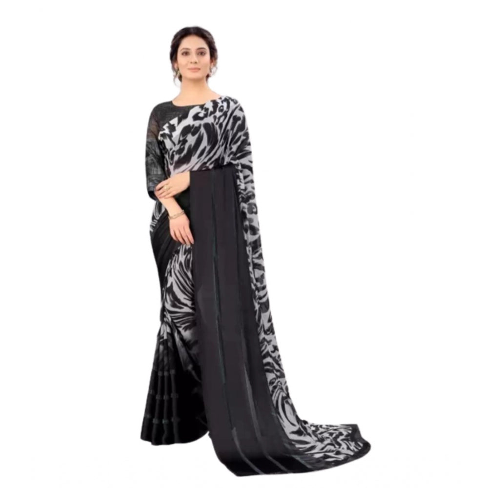 Modern Sattin Patta Printed Saree With Blouse piece