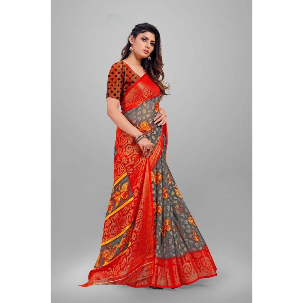 Awesome Viscose Rayon Printed Saree With Blouse piece