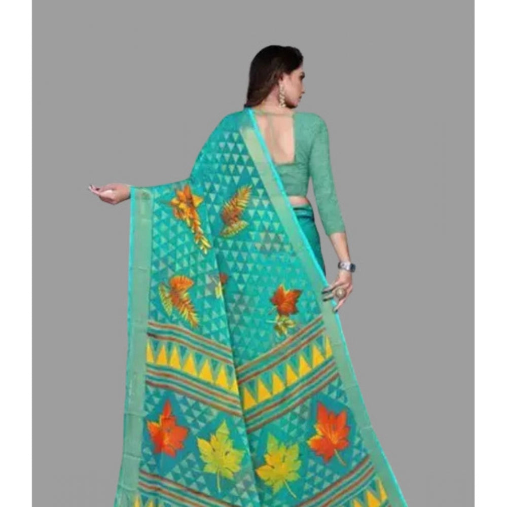 Awesome Viscose Rayon Printed Saree With Blouse piece