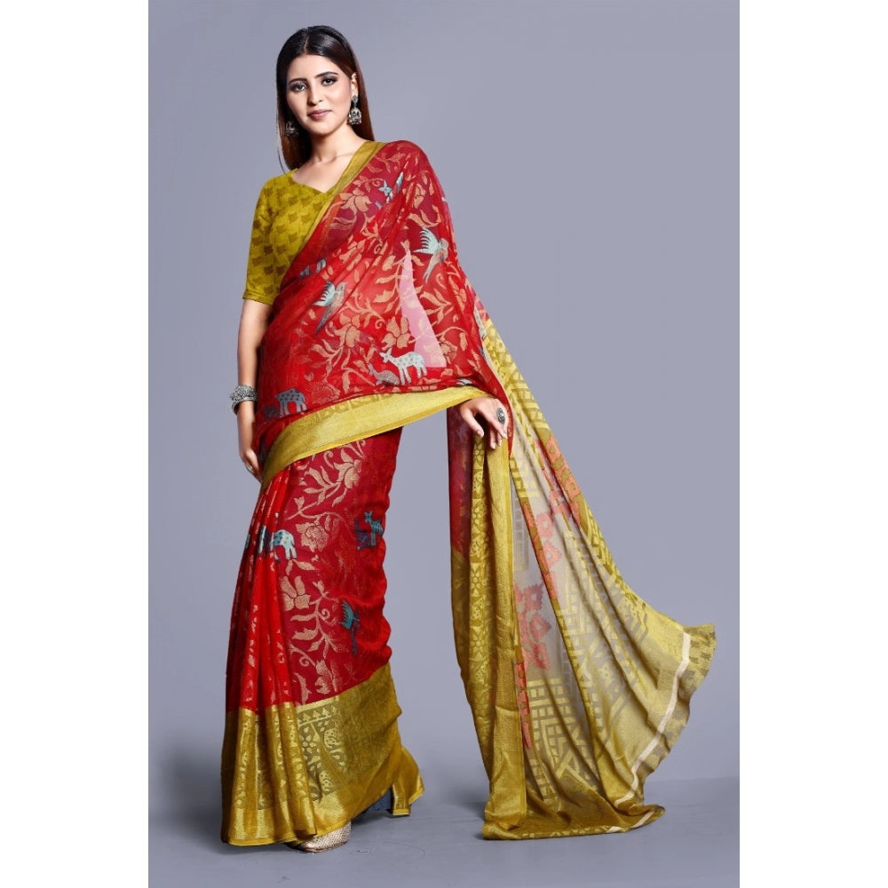 Awesome Viscose Rayon Printed Saree With Blouse piece