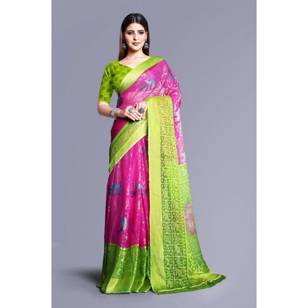 Awesome Viscose Rayon Printed Saree With Blouse piece