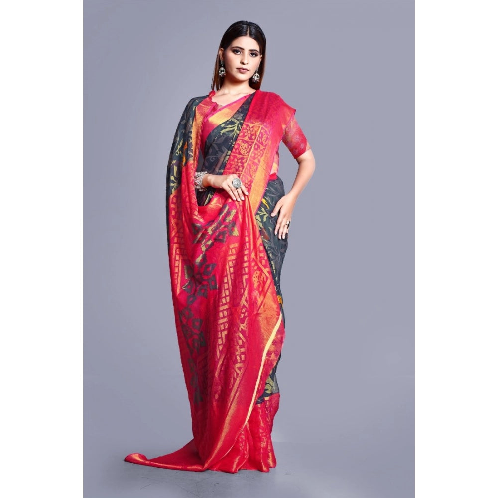 Awesome Viscose Rayon Printed Saree With Blouse piece