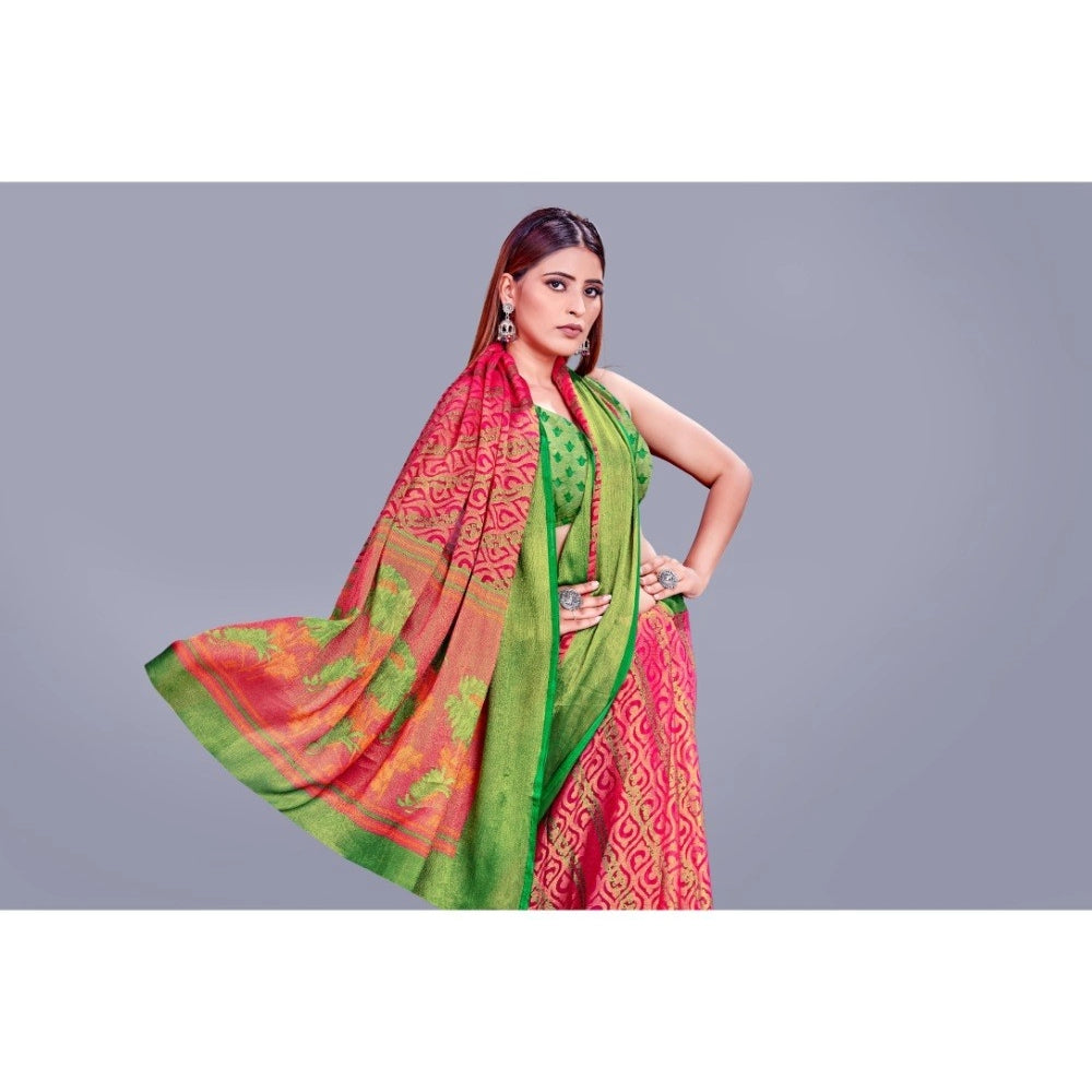 Awesome Viscose Rayon Printed Saree With Blouse piece