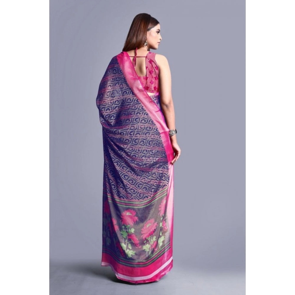 Awesome Viscose Rayon Printed Saree With Blouse piece