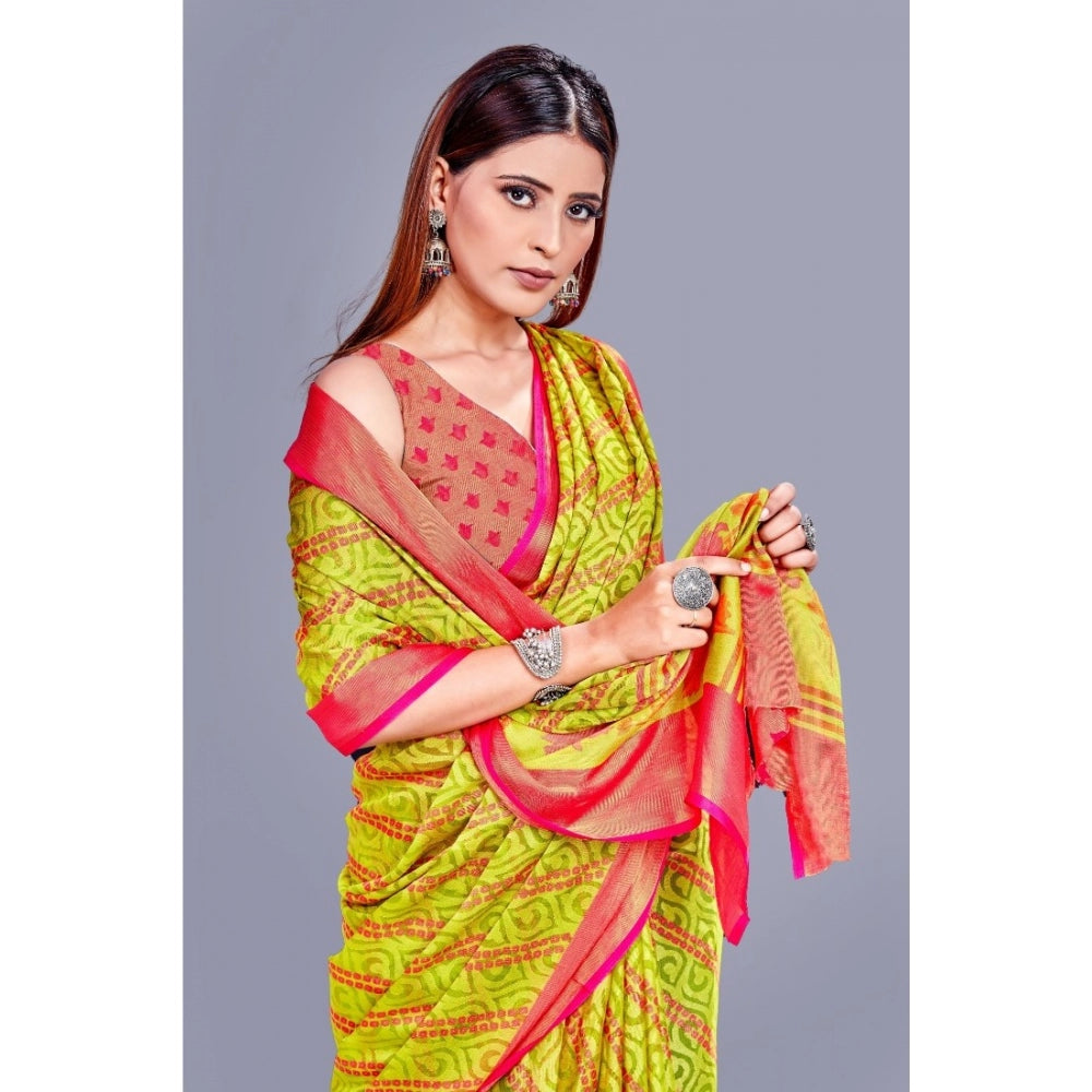 Awesome Viscose Rayon Printed Saree With Blouse piece