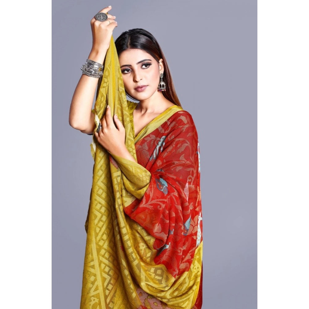 Awesome Viscose Rayon Printed Saree With Blouse piece