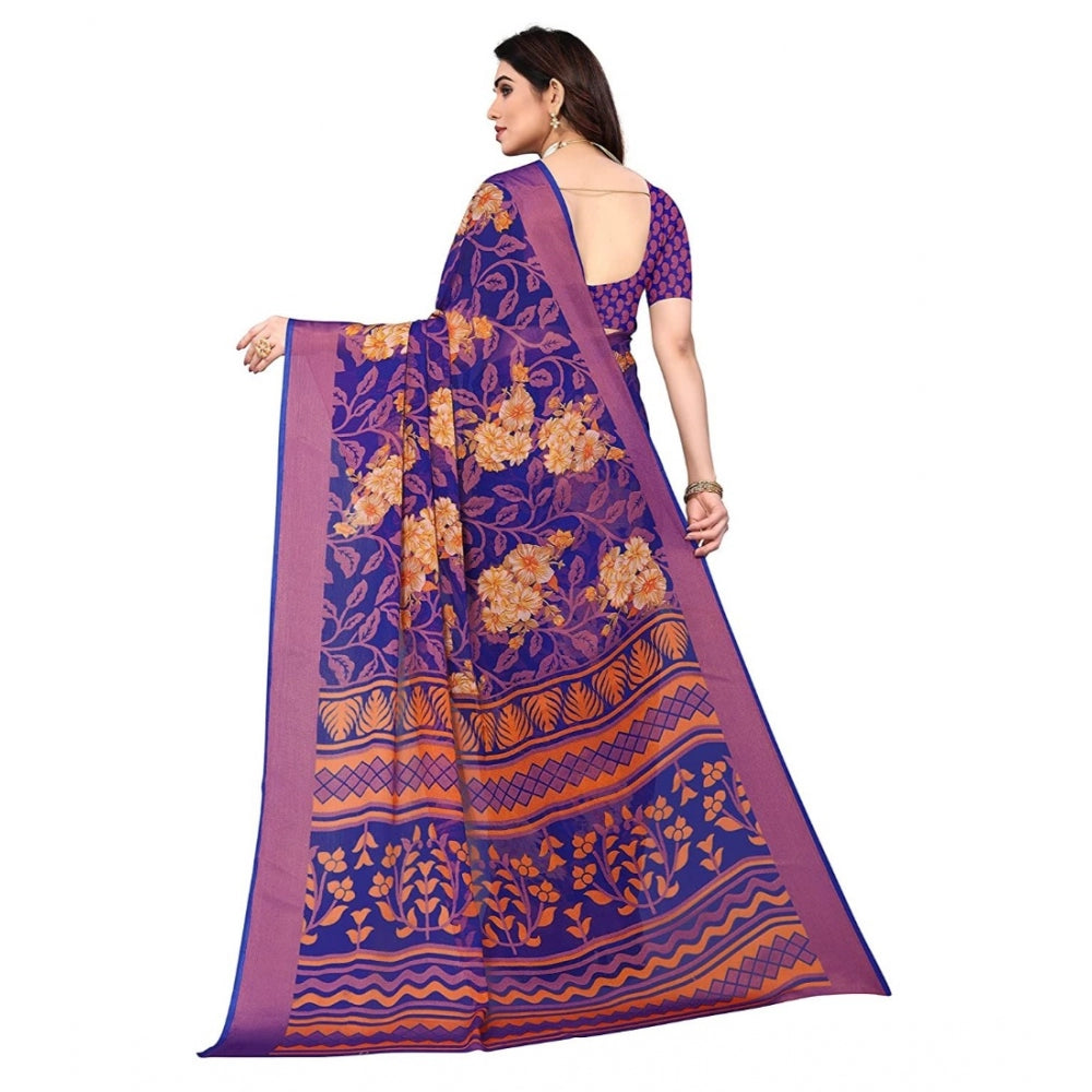 Awesome Viscose Rayon Printed Saree With Blouse piece