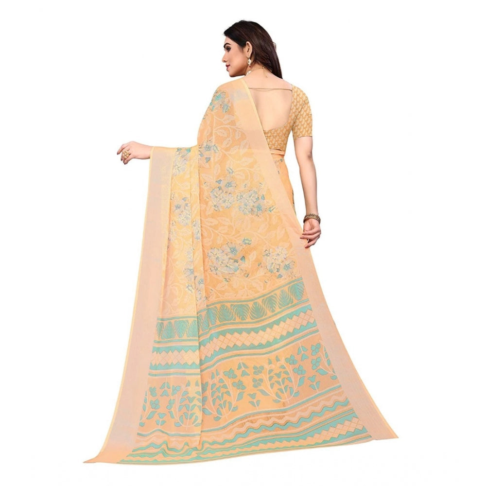 Awesome Viscose Rayon Printed Saree With Blouse piece