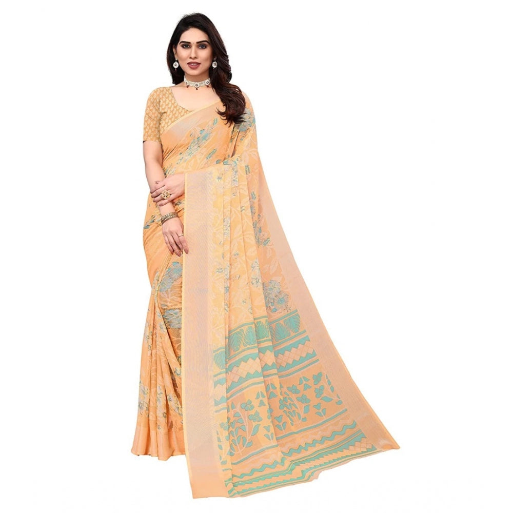 Awesome Viscose Rayon Printed Saree With Blouse piece