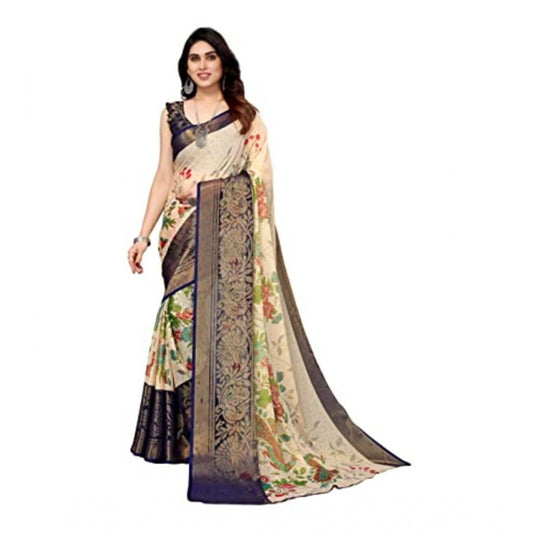 Awesome Viscose Rayon Printed Saree With Blouse piece