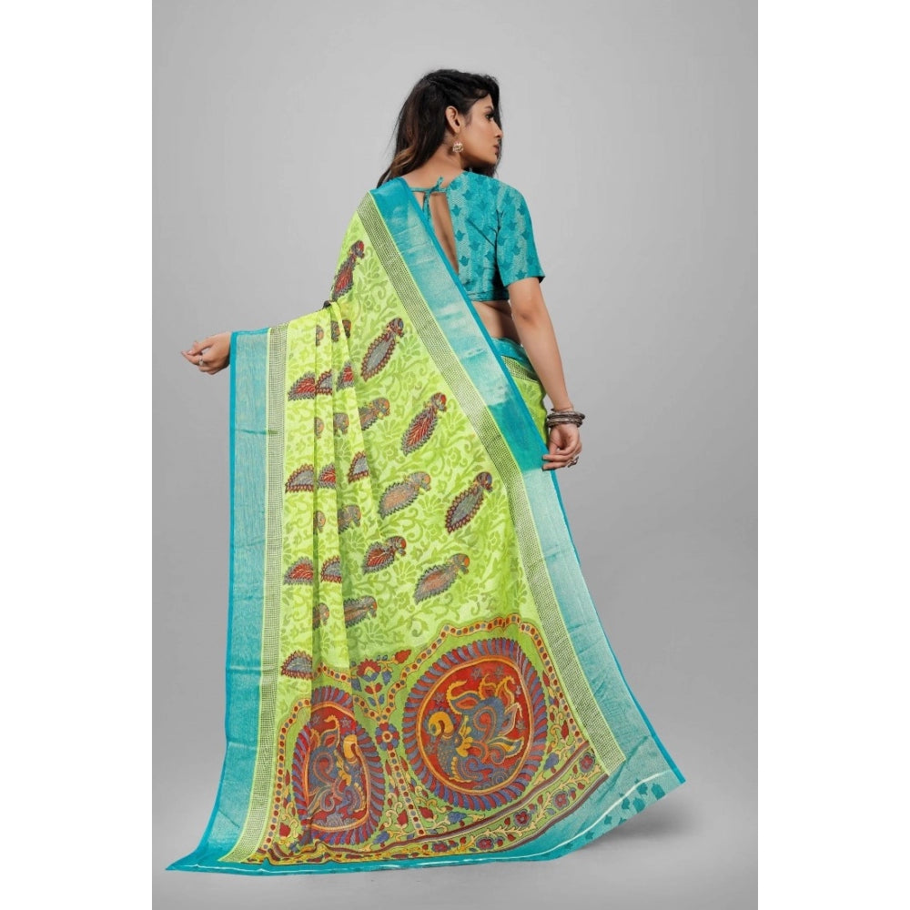 Awesome Viscose Rayon Printed Saree With Blouse piece