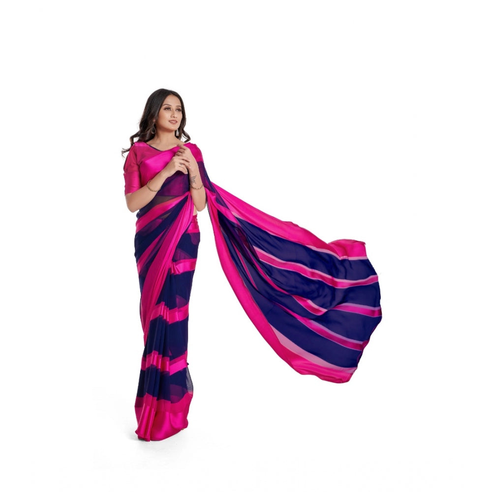 Modern Sattin Patta Printed Saree With Blouse piece