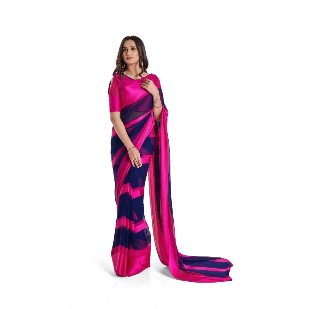 Modern Sattin Patta Printed Saree With Blouse piece