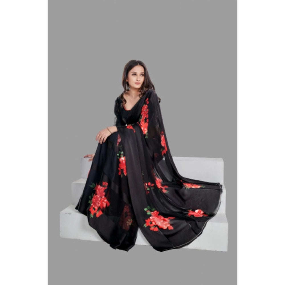 Modern Sattin Patta Printed Saree With Blouse piece