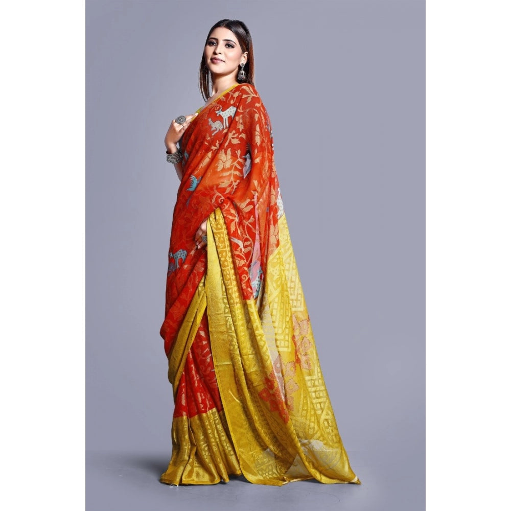 Awesome Viscose Rayon Printed Saree With Blouse piece