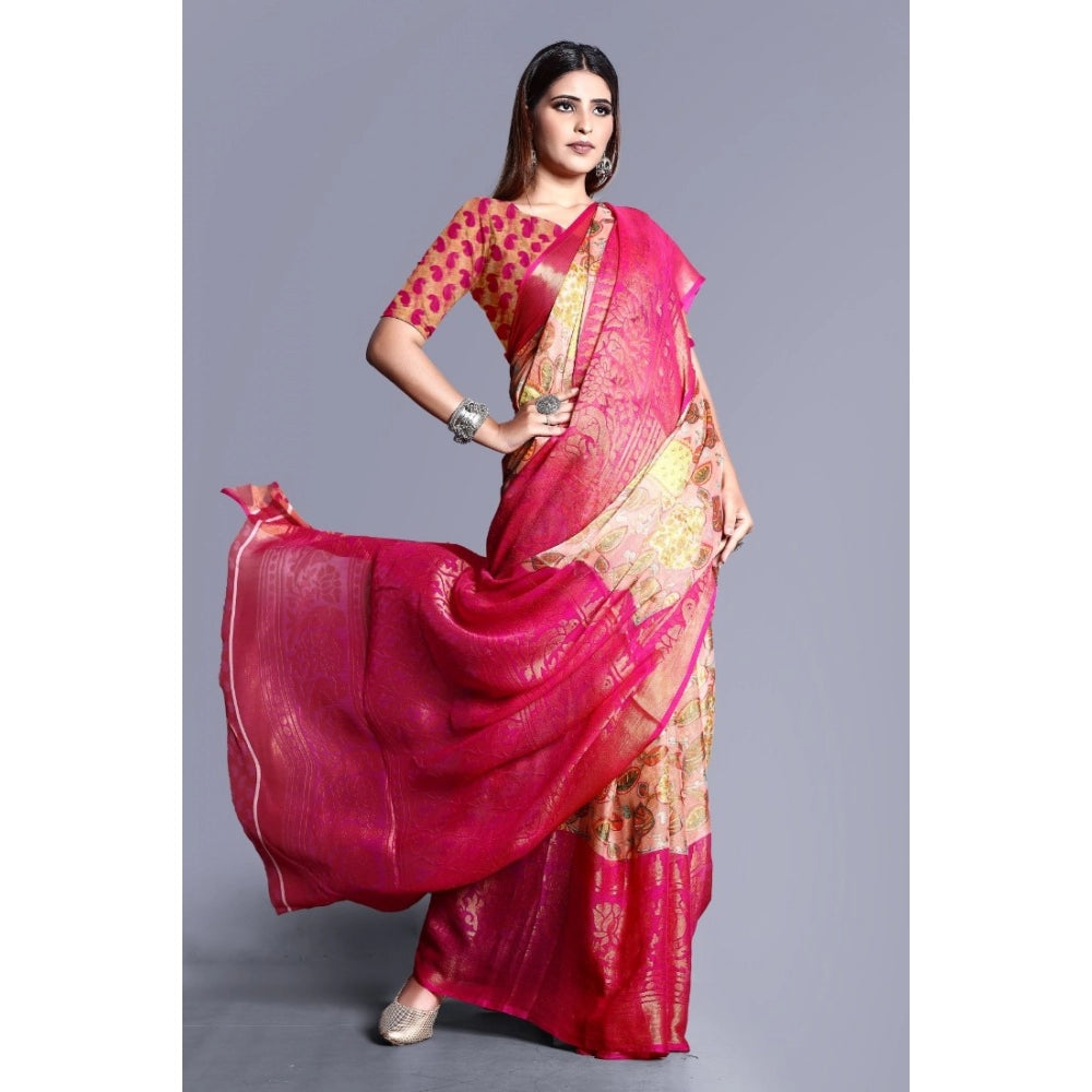 Awesome Viscose Rayon Printed Saree With Blouse piece