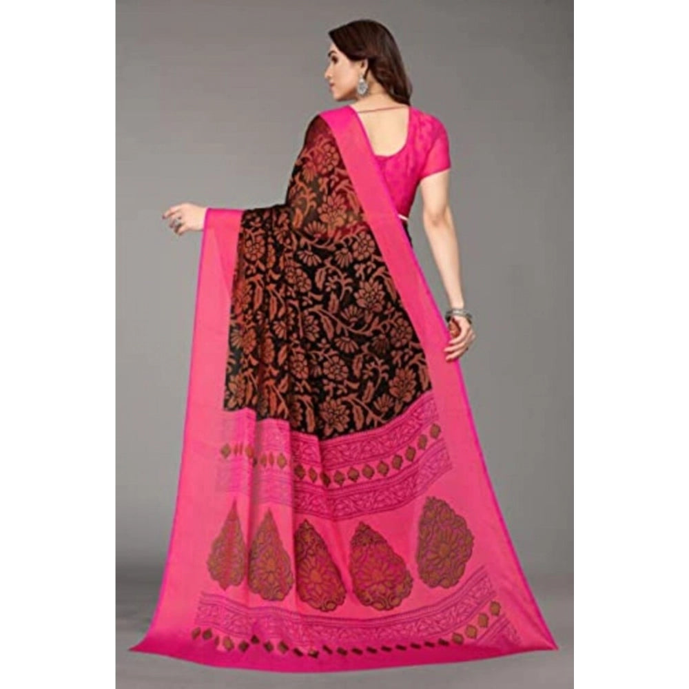 Awesome Viscose Rayon Printed Saree With Blouse piece