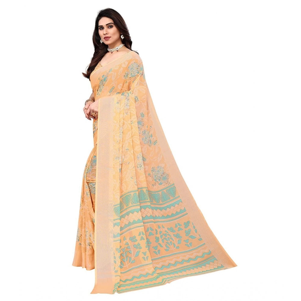 Awesome Viscose Rayon Printed Saree With Blouse piece