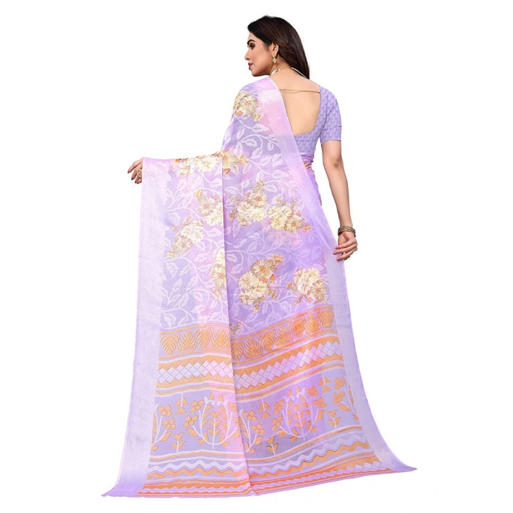 Awesome Viscose Rayon Printed Saree With Blouse piece