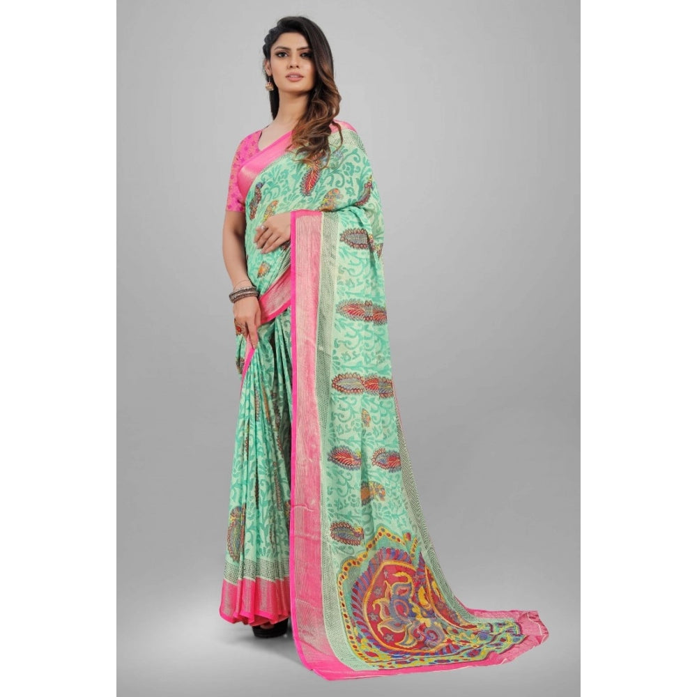 Awesome Viscose Rayon Printed Saree With Blouse piece