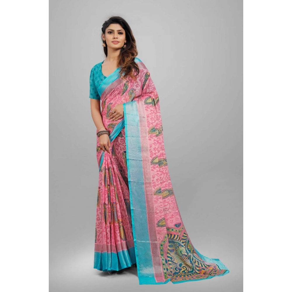 Awesome Viscose Rayon Printed Saree With Blouse piece